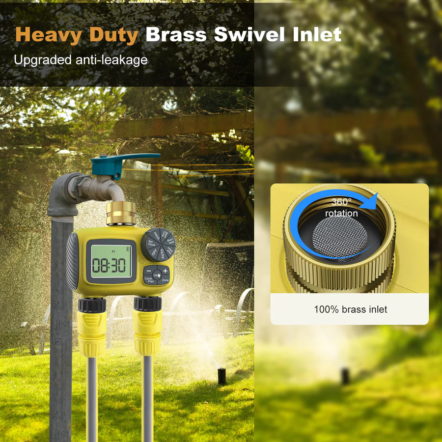 Insoma Smart Water Timer mit zwei Auslässen und App-Steuerung, automatisches Bewässerungssystem für den Garten mit Messing-Einlass, Gelb - Bild 5