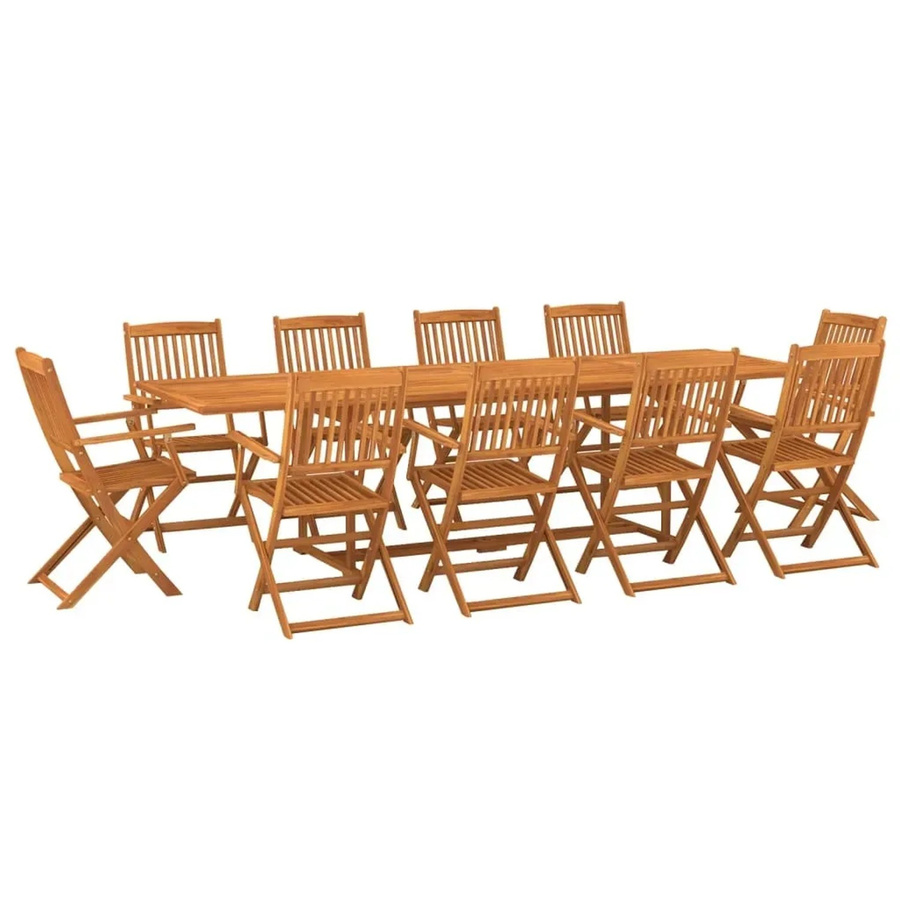 vidaXL 11-teilige Garten-Essgruppe aus Akazien-Massivholz in Braun, B/T/H: 280 x 90 x 75 cm - Bild 2