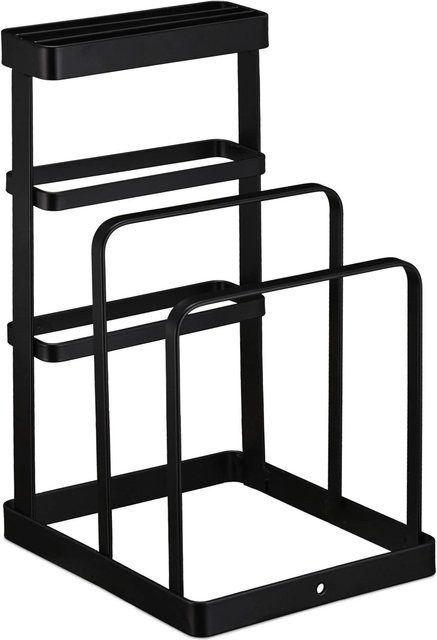 Relaxdays Messer- und Schneidebretthalter aus Eisen in Schwarz, B/T/H: 21,5 x 12 x 14 cm - Bild 1