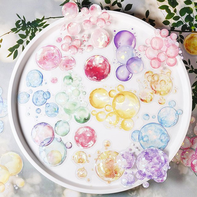 10-Blatt Set bunte Laser-Reflektierende Blasenaufkleber mit holografischem Effekt in abstrakten Designs für DIY-Projekte, Farbe: Mehrfarbig - Bild 1