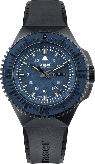 Traser Herrenuhr, Quarz, Edelstahl, Blau, 46 mm, 20 ATM - Bild 1