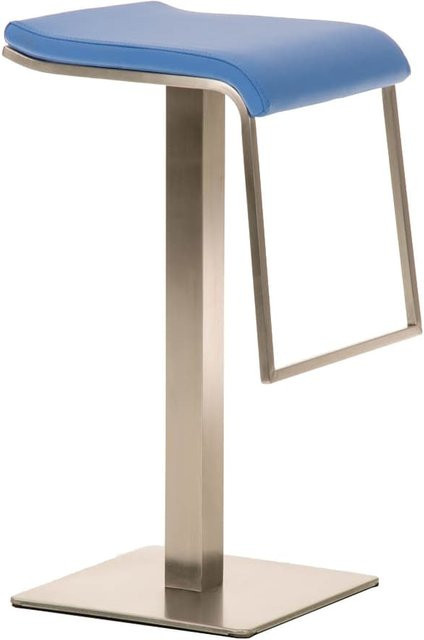 CLP Barhocker Lameng aus Kunstleder in Blau mit Edelstahlgestell und Fußablage - Bild 1