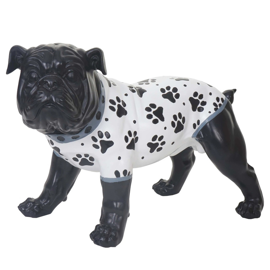 MCW Deko Figur Bulldogge aus Polyresin in Schwarz mit Pfotenmuster, Höhe: 24 cm - Bild 2