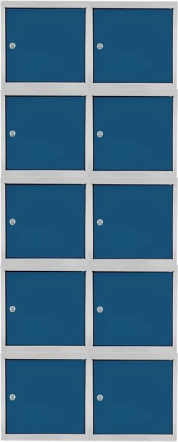 PROREGAL Blocky Schließfachwürfel Set aus 10 Einheiten mit Zylinderschloss und 2 Schlüsseln, Lichtgrau/Blau, B/T/H: 40 x 40 x 40 cm - Bild 1