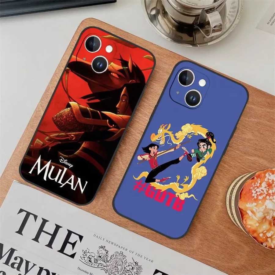 Mesuca Disney Prinzessin Mulan Handyhülle für iPhone 15 14 13 12 11 Pro Max und weitere Modelle, Schwarz/Mehrfarbig - Bild 3