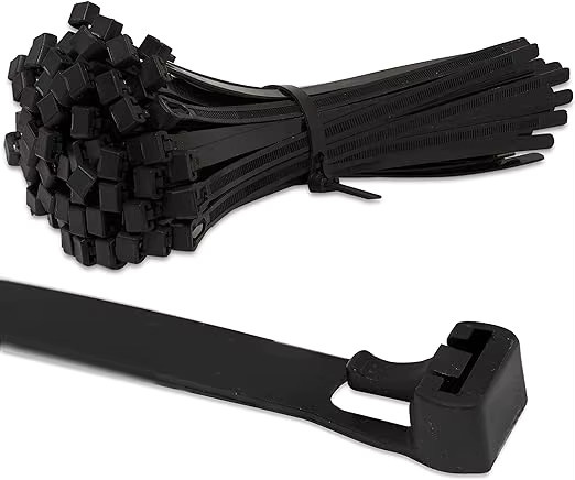 100 Stück selbstsichernde Kabelbinder aus Nylon in Schwarz und Weiß mit starkem Druckknopf und hoher Temperaturbeständigkeit - Bild 3