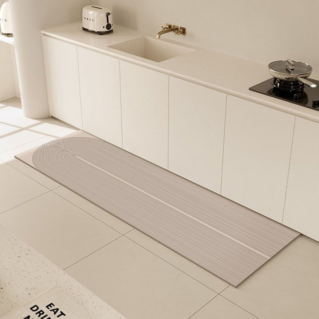 VIKAMA Geometrische Küchenbodenmatte im koreanischen Stil, wasserabsorbierender Kieselalgenschlammteppich für Küche und Badezimmer, B/T: 60 x 40 cm - Bild 1