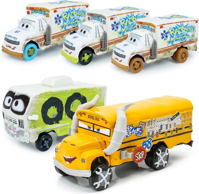 TAKARA TOMY Disney Cars Dr. Damage Arvy Wohnmobil Miss Fritter, Spielzeugauto, Metall - Bild 1