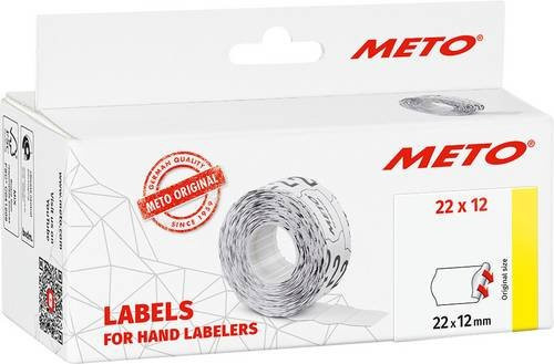 METO Preis-Etiketten wiederablösbar mit Wellenrand, Weiß, FSC-Papier, Breite: 22 mm, Höhe: 12 mm, 6 Rollen à 1000 Stück - Bild 1