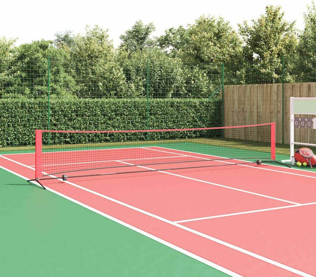 vidaXL Tennisnetz in Schwarz und Rot aus Polyester, B/H/T: 494,5 x 90 x 87 cm - Bild 2