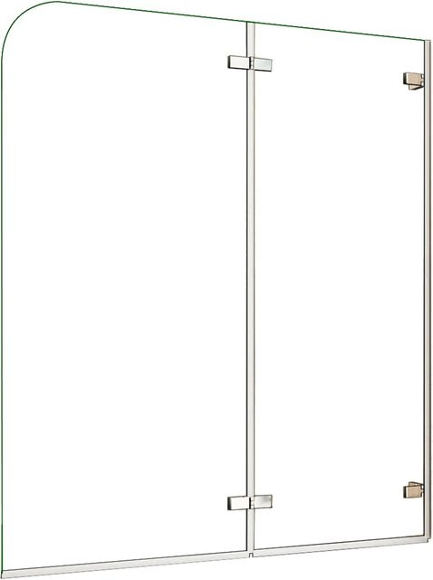AICA Duschabtrennung Badewanneaufsatz aus ESG-Glas, gebogene Faltwand mit 180° Scharnier, Farbe: transparent/silber, B: 140 cm, H: 120 cm - Bild 1