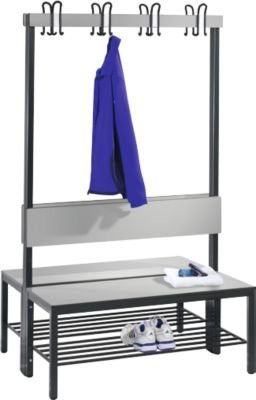C + P Garderobenbank Basic Plus mit Rückenlehne und Schuhrost, Eiche Sereno, Fußgestell schwarzgrau, Breite: 100 cm - Bild 1