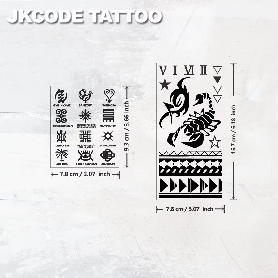JKCODE TATTOO Semi-permanente Tattoo-Aufkleber, 2 Stück, Unisex - Bild 4