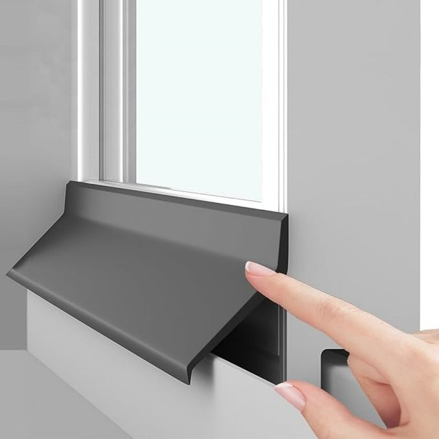 Selbstklebende wasserdichte Fensterbank-Abdichtung als Regen-Tropfschutz in Schwarz, Breite: 5 cm - Bild 1