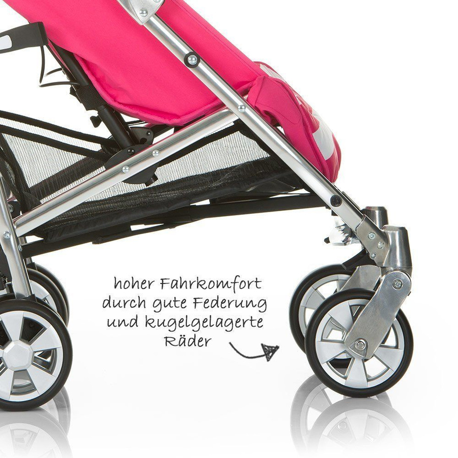 iCoo Buggy Pluto City Flat in Stripe Pink mit Schwenkrädern und Federung - Bild 4