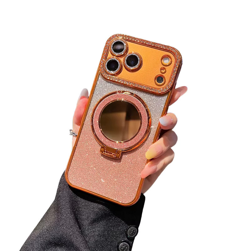 EOENKK Glitzer Handyhülle mit Diamant-Spiegel-Effekt für iPhone 11 bis iPhone 17 Pro Max Plus, Farbe: Silber - Bild 5