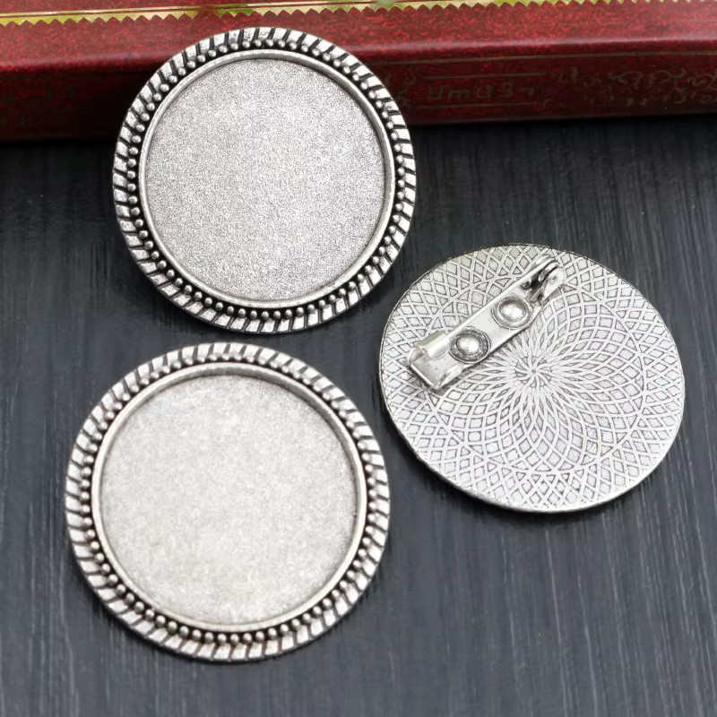 Wadsfred Brosche, Retro Serie, Antike Silber überzogen und Bronze, Barock Stil, 25 mm - Bild 2