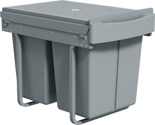 HOMCOM Untertisch-Mülleimer für die Küche mit 2 herausnehmbaren Recyclingbehältern à 20 l, Grau - Bild 1