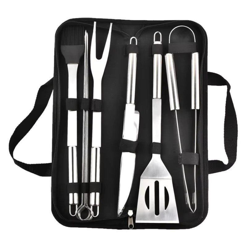 Edelstahl Grill-Set in Silber mit tragbarer Aufbewahrungstasche - Bild 2