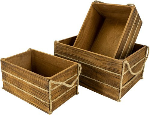 NOOR living Holzkiste aus Holz in Beige und Braun, rechteckig im rustikalen Design, B/T/H: 40 x 40 x 30 cm - Bild 1