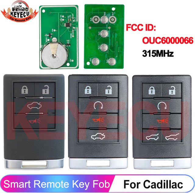 KEYECU Remote Fob Ersatzschlüssel für Cadillac Escalade ESV EXT 2007–2014 CTS DTS, Keyless Go, 315 MHz, Schwarz - Bild 1