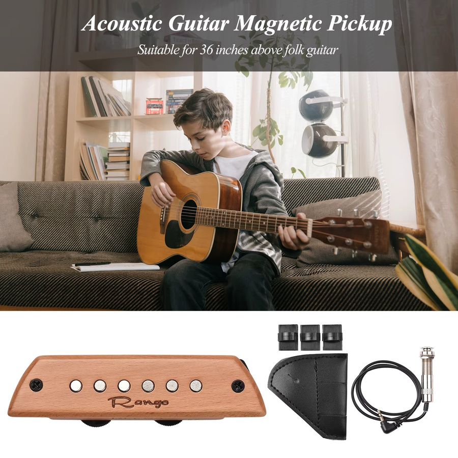 Rango RG-S3 Magnetischer Tonabnehmer für Akustikgitarren aus Buchenholz in Braun - Bild 2