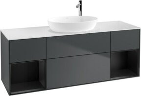 V&B Waschtischunterschrank Finion mit Wandbeleuchtung, Farbe Grau lackiert, Breite: 160 cm, Tiefe: 50,1 cm, Höhe: 50,1 cm - Bild 1