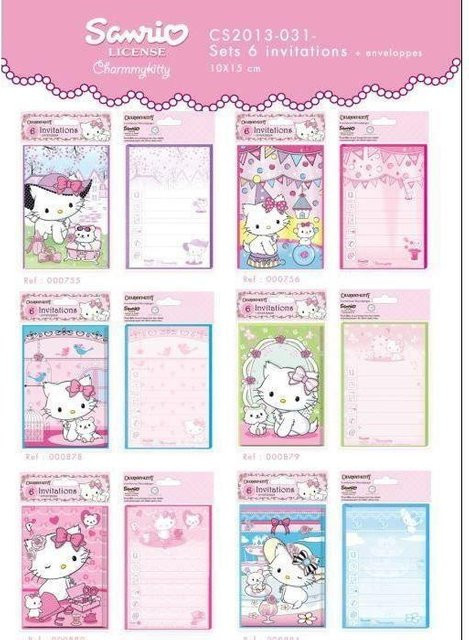 Einladungskarten Charmmy Kitty mit 6 Motiven und Umschlägen in Pink von La Boutique Kids and Co. für Kinder - Bild 1