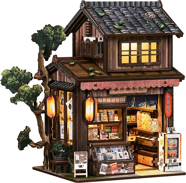 Battoom 3D-Puzzle DIY Holz-Buchnische Miniatur-Bausatz als Puppenhaus und Bücherregal für Erwachsene in Multicolor - Bild 1