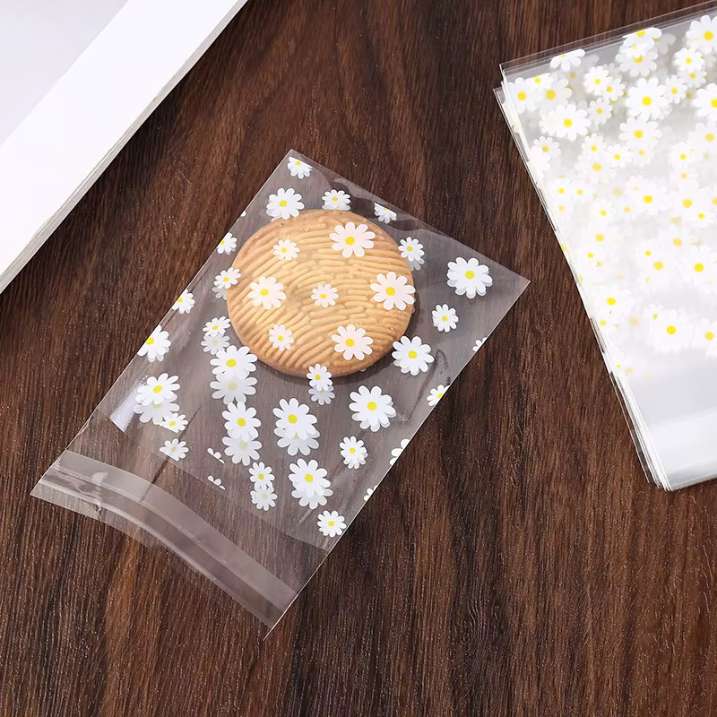 Transparente Kunststoff Geschenkbeutel mit Gänseblümchen-Design für Hochzeiten, Partys oder Weihnachten, 50 Stück - Bild 2