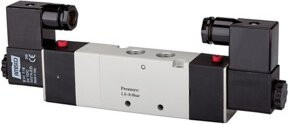 Riegler 5/3-Wegeventil elektropneumatisch, Mitte belüftet, G 1/2, 24 V DC, Schwarz - Bild 1