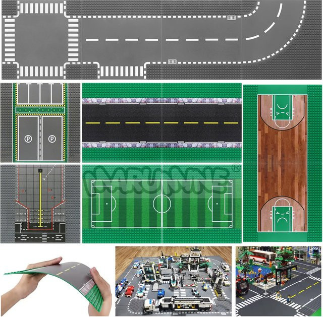 MARUMINE Stadtstraßen-Set, Bausteine Zubehör, Grundplatte, 32x32 - Bild 1