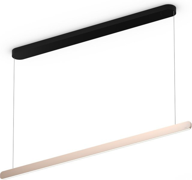 Occhio Mito linear volo 140 up LED-Pendelleuchte in Schwarz matt mit Kopf in Gold matt, variabel einstellbare Höhe 65-165 cm, mit Occhio air Modul und x-tra warm LED (2200K - 3500K) - Bild 1