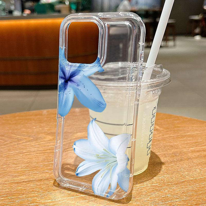 Stoßfeste transparente Handyhülle mit blauem Sommer-Lilien-Design für dein iPhone - Bild 2