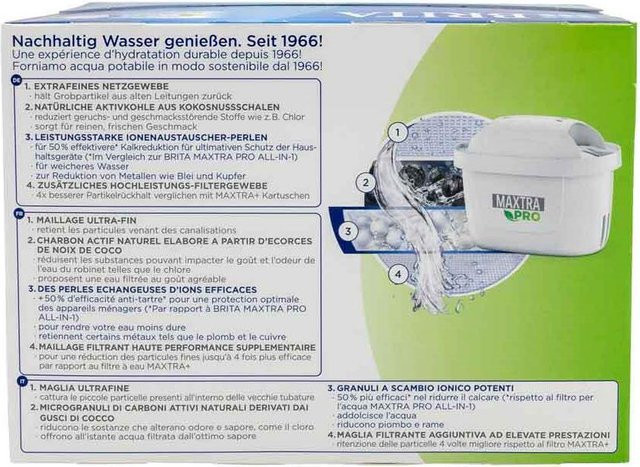 Brita MAXTRA PRO Extra Wasserfilter-Kartuschen für Kalkschutz, 4er Pack, Weiß - Bild 2