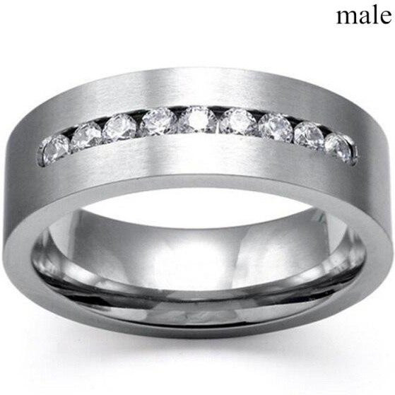 Allbestart Partnerringe Edelstahl, Zirkonia, Kristall, Schwarz, Unisex - Bild 1