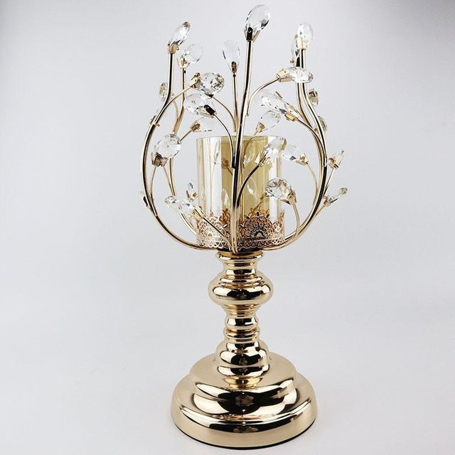 Luxus Kerzenständer aus Metall und Kristall von Yiran Furniture in Gold für deinen Esstisch - Bild 1