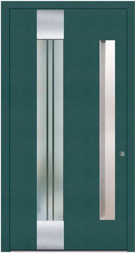 KNOCK Aluminium-Haustür Marte in Moosgrün mit Glaseinsatz und Widerstandsklasse RC2 - Bild 1