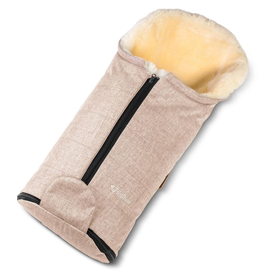 Fellhof Lammfell-Fußsack Gastein für Babyschalen und Babywannen in Beige Melange - Bild 1