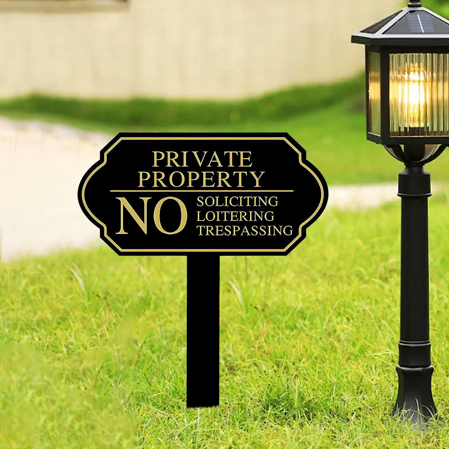 Kesoto No Soliciting Schild aus Metall in Schwarz mit Pfahl für Garten und Haus, Höhe: 35,5 cm, Breite: 25,4 cm - Bild 4