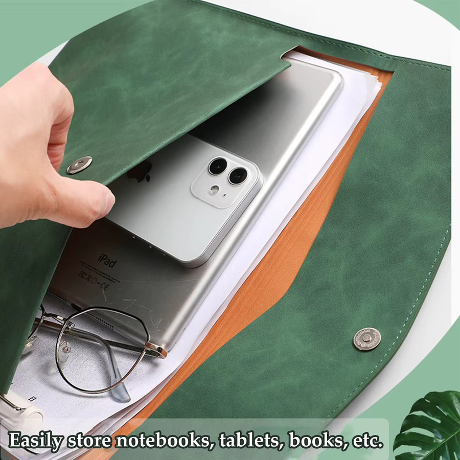 Wasserdichte Leder-Aktentasche für A4 und A5 in Grau oder Grün mit großer Kapazität für Büro und Schule - Bild 2
