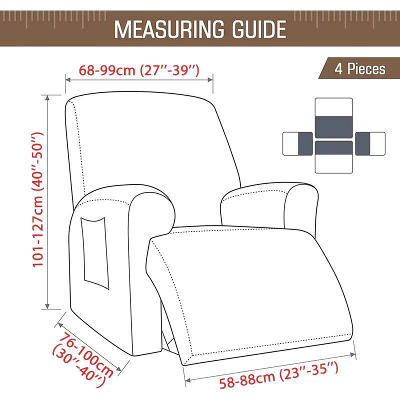 WANERQU Jacquard Sesselbezug für Recliner, elastischer Stretch-Schonbezug in Grün, rutschfest - Bild 2