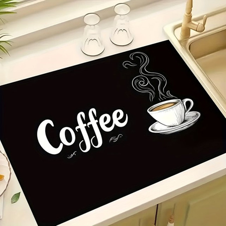 Saugfähige Kaffeemaschinenmatte von VIKAMA in Schwarz mit rutschfester Gummiunterseite und Antifouling-Design für Kaffeemaschinen und Küchenspülen