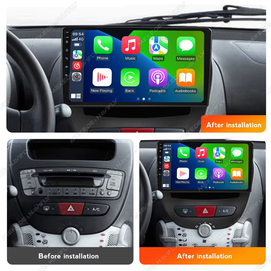 MEKEDE Intelligentes Android 14 Auto-Audiosystem mit Carplay für Peugeot 107, Toyota Aygo und Citroen C1 (2005-2014), Farbe: Schwarz - Bild 2