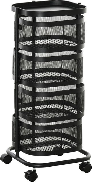 HOMCOM Utility Cart Rollwagen aus Stahl in Schwarz, B/T/H: 33 x 33 x 77 cm - Bild 1