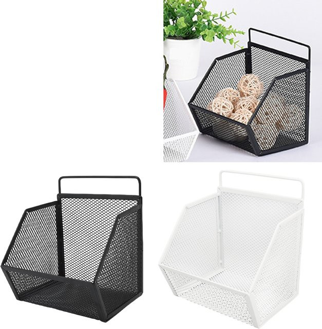 TOPINCN Hängender Drahtkorb aus Metall mit Selbstklebebefestigung für Küche und Bad, B/T/H: 13,2 x 10 x 15 cm - Bild 1