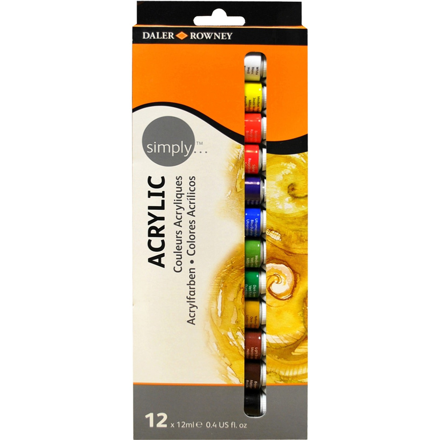 Daler-Rowney Simply Acrylfarben-Set, Multicolor, 12 x 12 ml Farbtuben - Bild 2