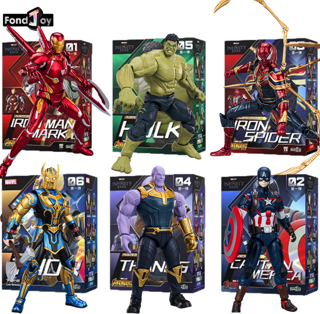 Fondjoy Marvel Avengers Iron Man MK50 Iron Spider Thor Thanos Hulk, Actionfigur, Bewegliche Figurensammlung - Bild 1