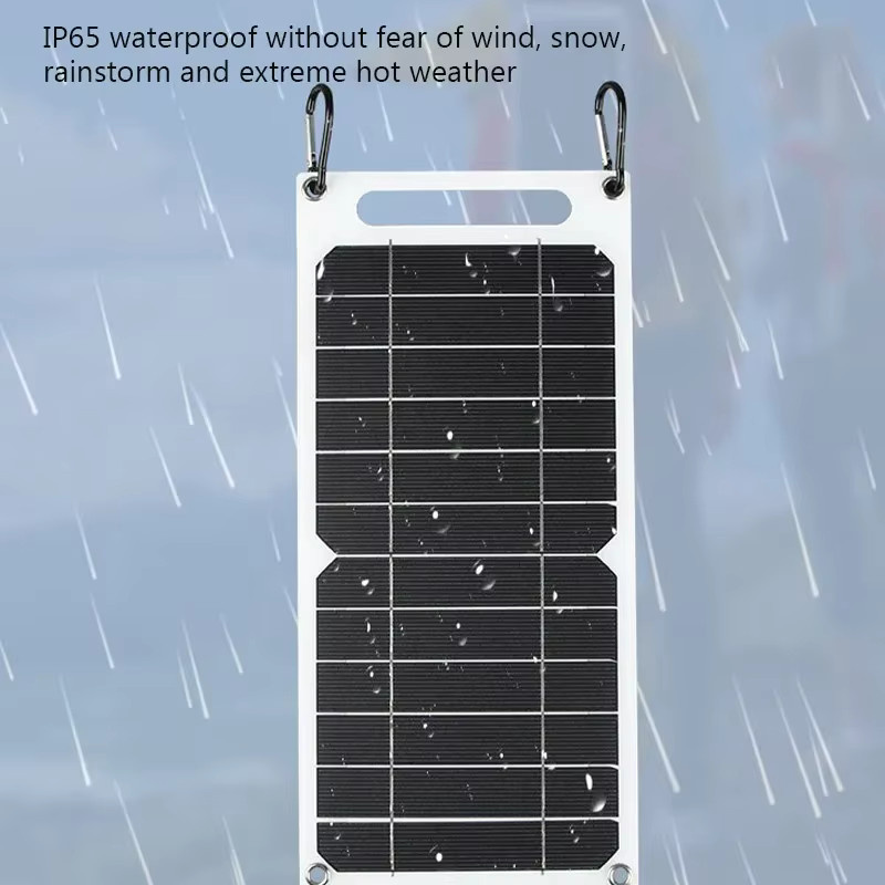 SNQP Solarpanel 10W mit USB Typ-C Anschluss, flexibles und tragbares Minisystem in Schwarz für Camping und Wandern, IP65 wassergeschützt - Bild 3
