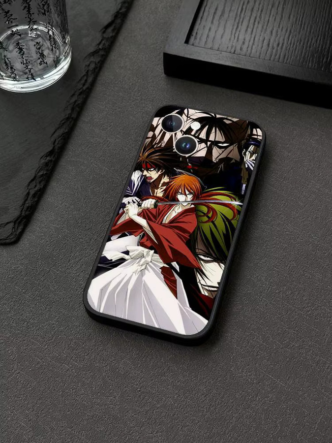 Matte Silikon Handyhülle im Anime Rurouni Kenshin Design für iPhone Modelle, Mehrfarbig - Bild 6